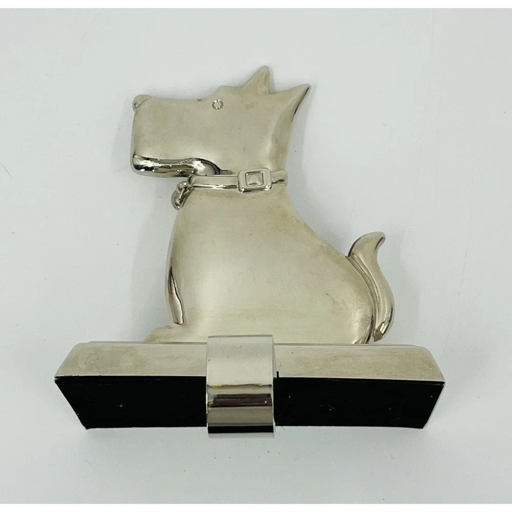 Scotty Scottie Dog Silver Christmas Stocking Mantel Shelf Hanger Holder